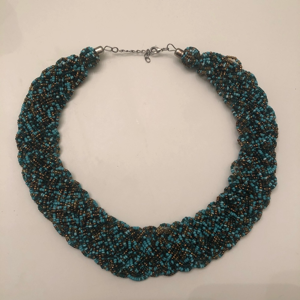 Turquoise & Gold Beaded Collar Necklace